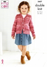 Knitting Pattern - King Cole 5607 - Island Beaches DK - Child's Cardigans